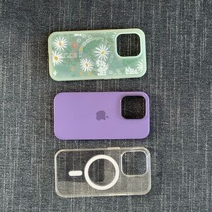Apple iPhone 14 Pro Cases - Set of Three - Green, Purple, Clear